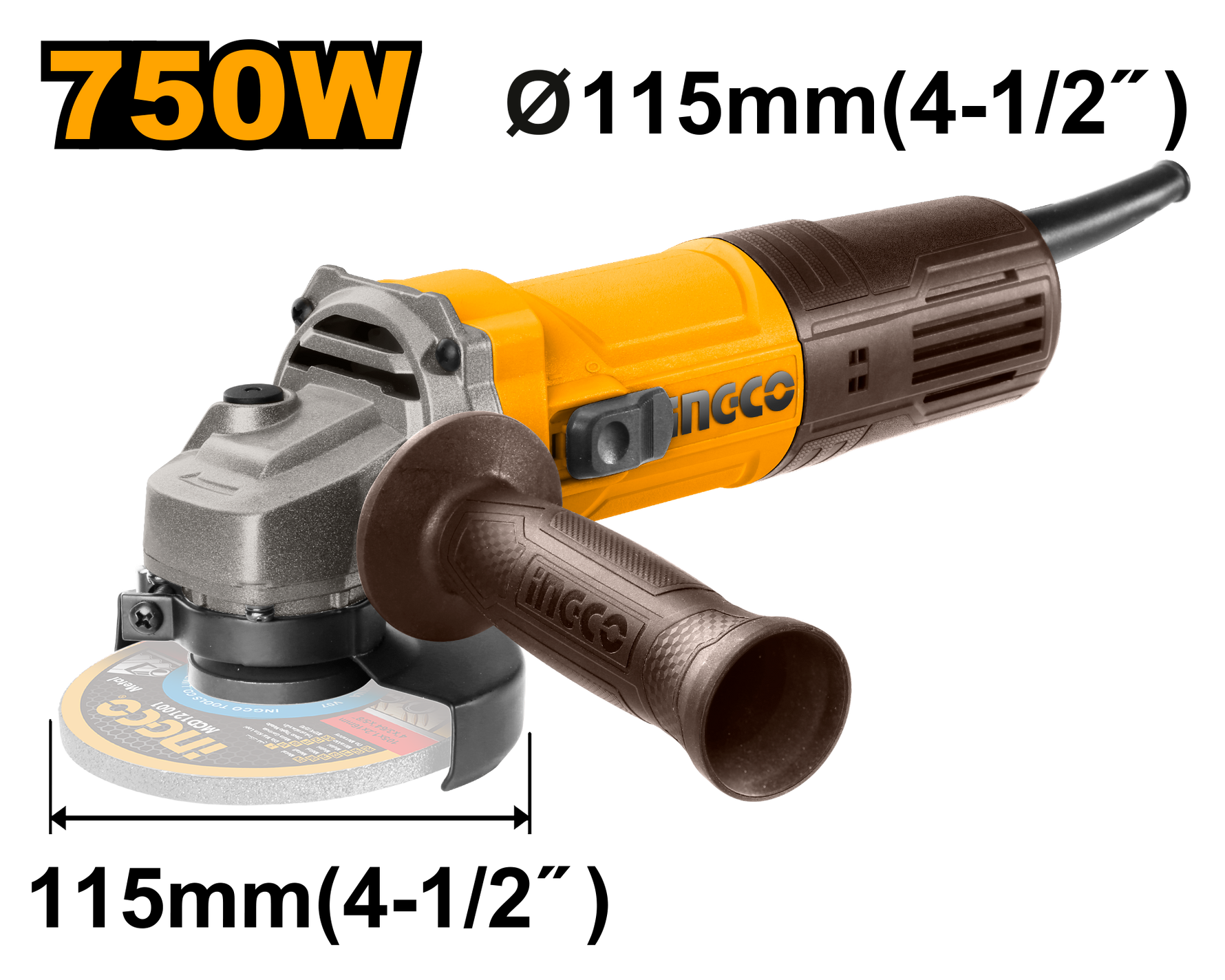 Ingco 750W 115mm Angle Grinder NT