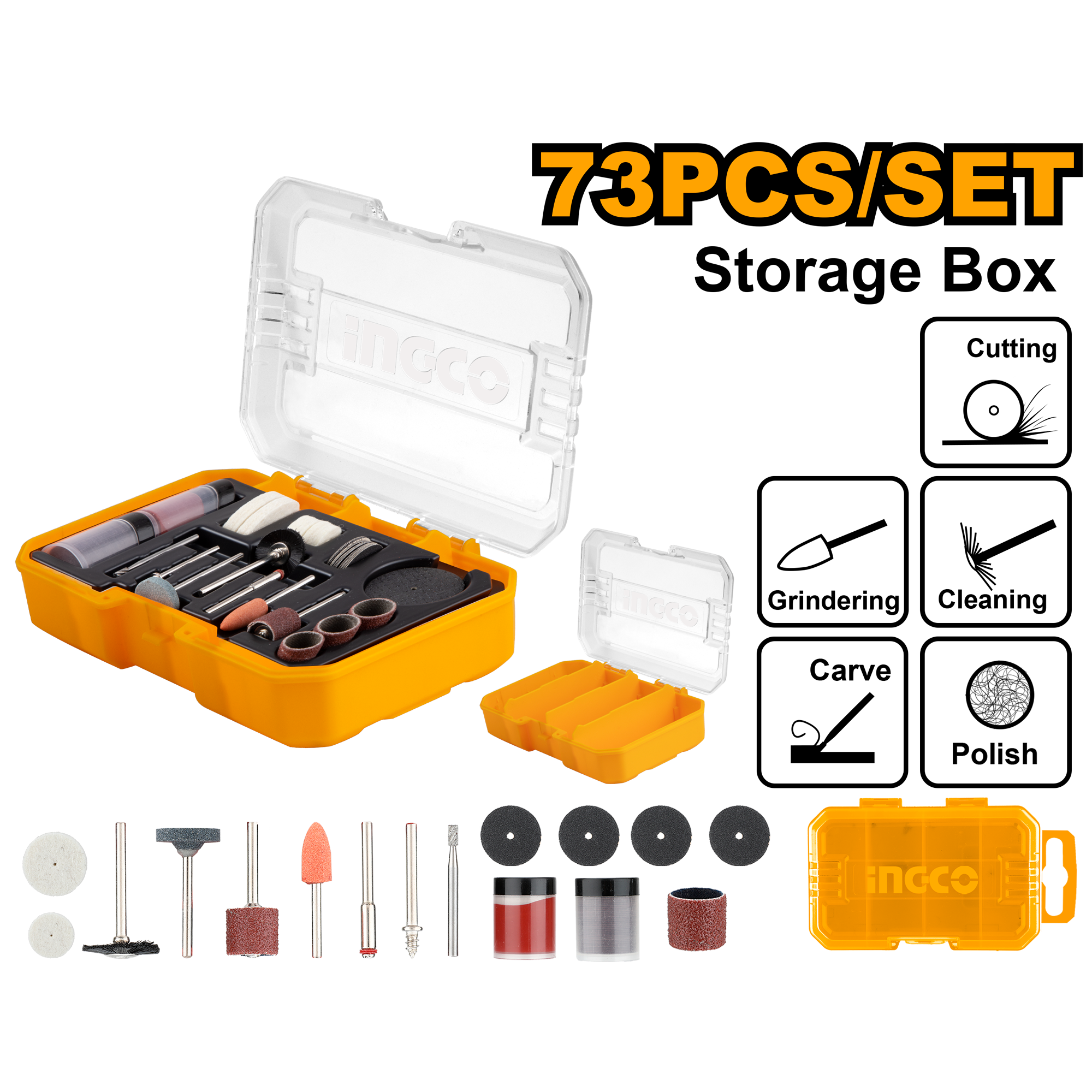 Ingco 73pc Mini Drill Accessory Kit