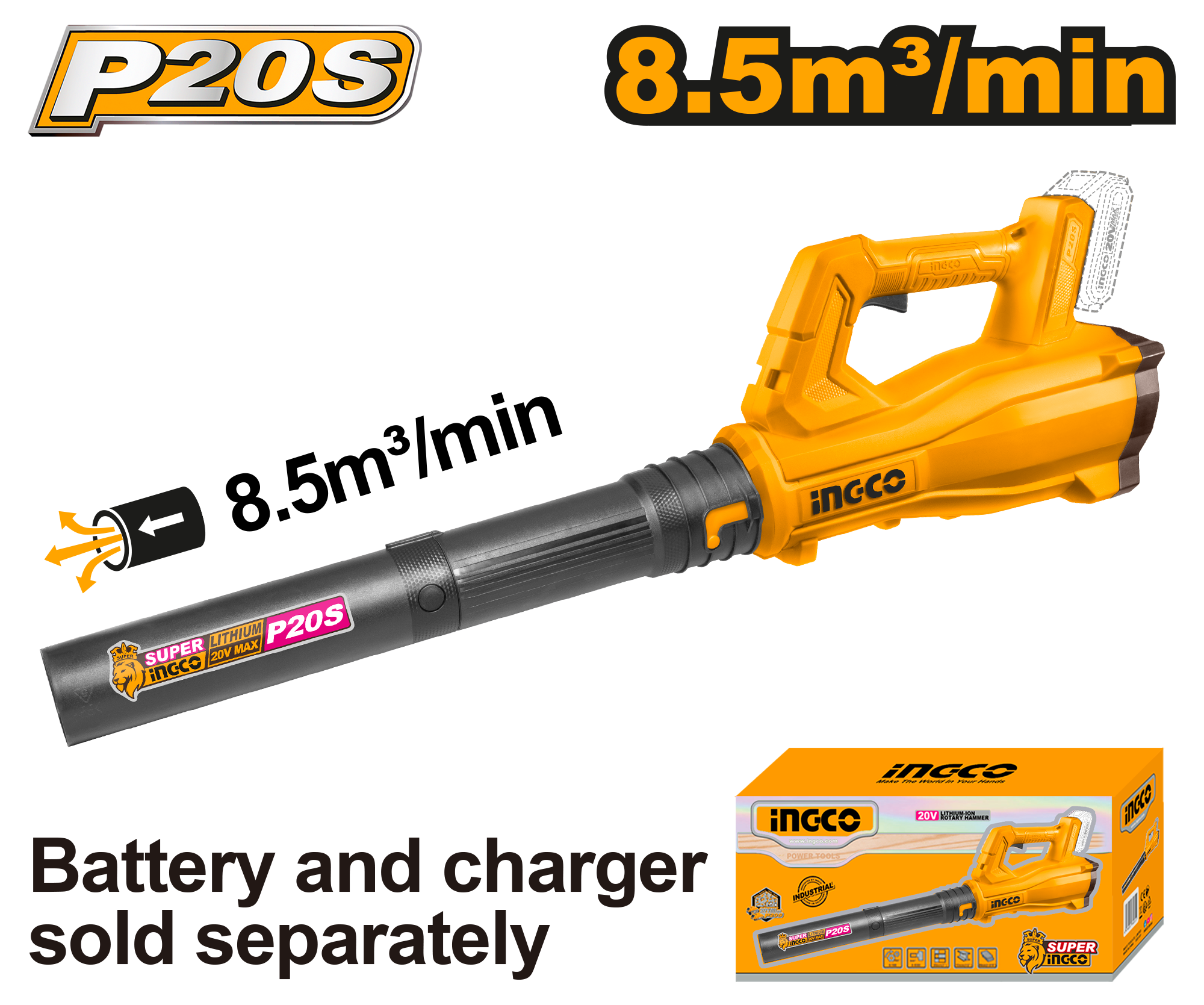 Ingco 20V Cordless Aspirator Blower