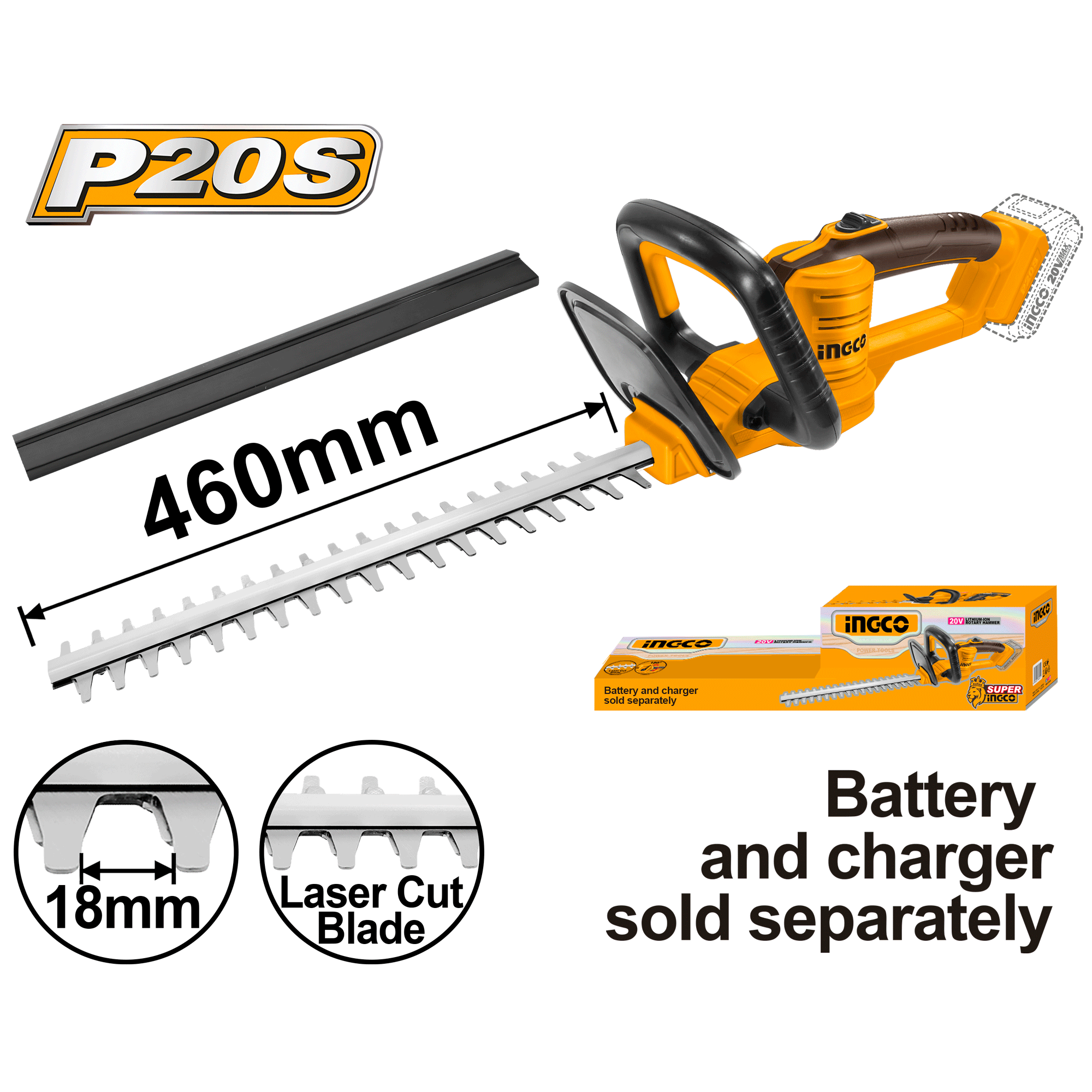 INGCO HEDGE TRIMMER 20V PS+ C/L