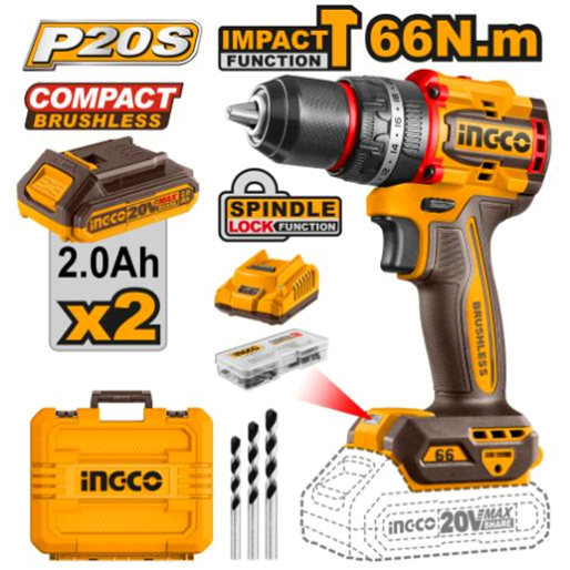 Ingco 20V Lithium-Ion Impact Drill 13mm