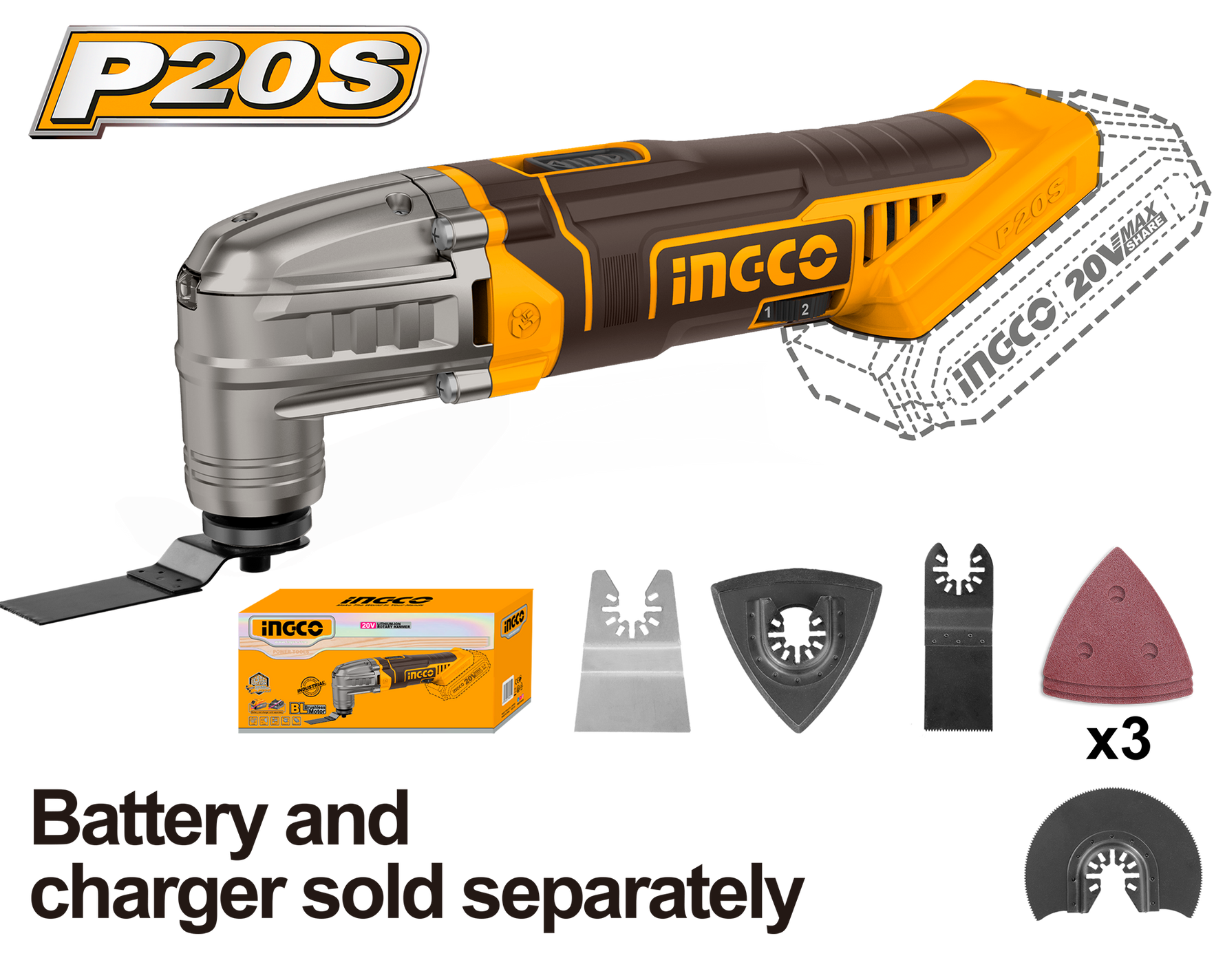Ingco 20V Cordless Multitool