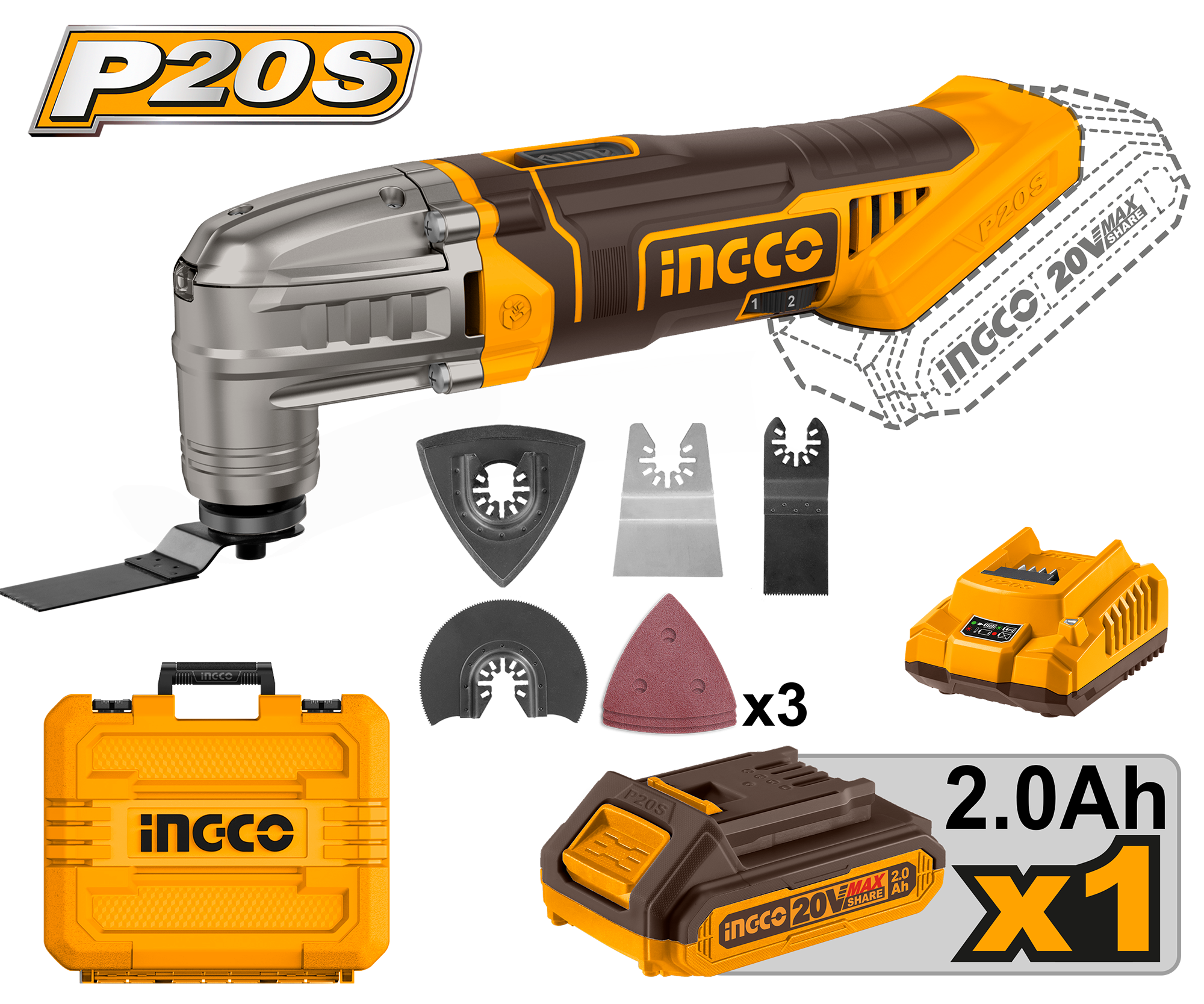 Ingco 20V Cordless Multitool KIT