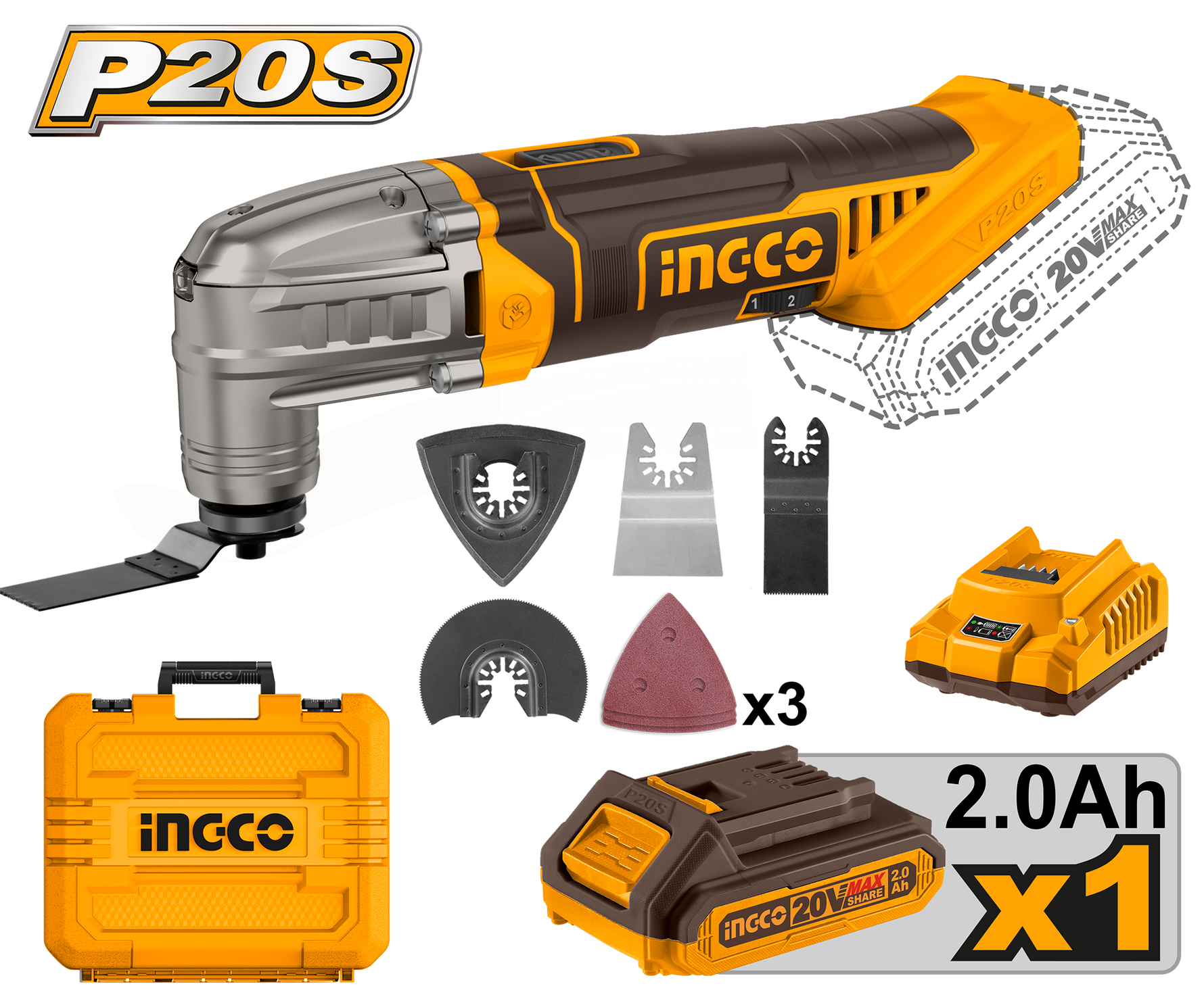 Ingco 20V Cordless Multitool KIT