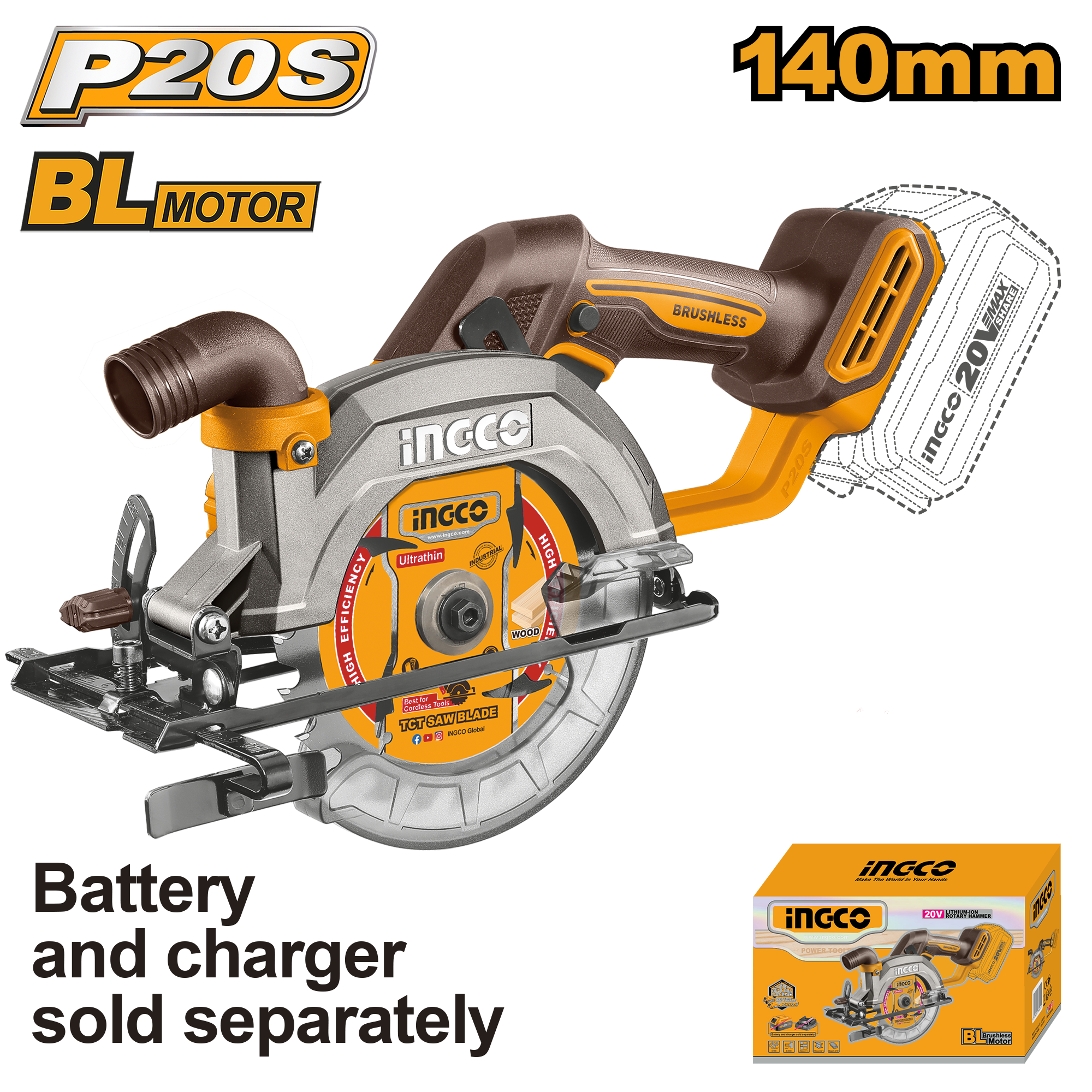 Ingco 20V 140MM Circular Saw