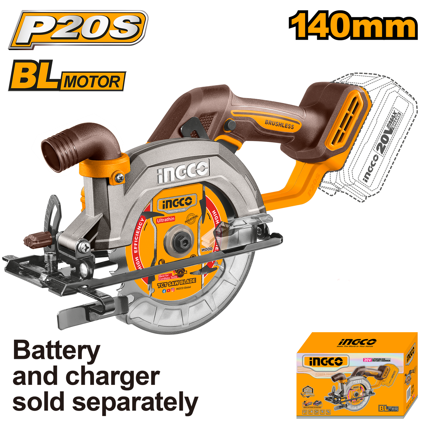 Ingco 20V 140MM Circular Saw