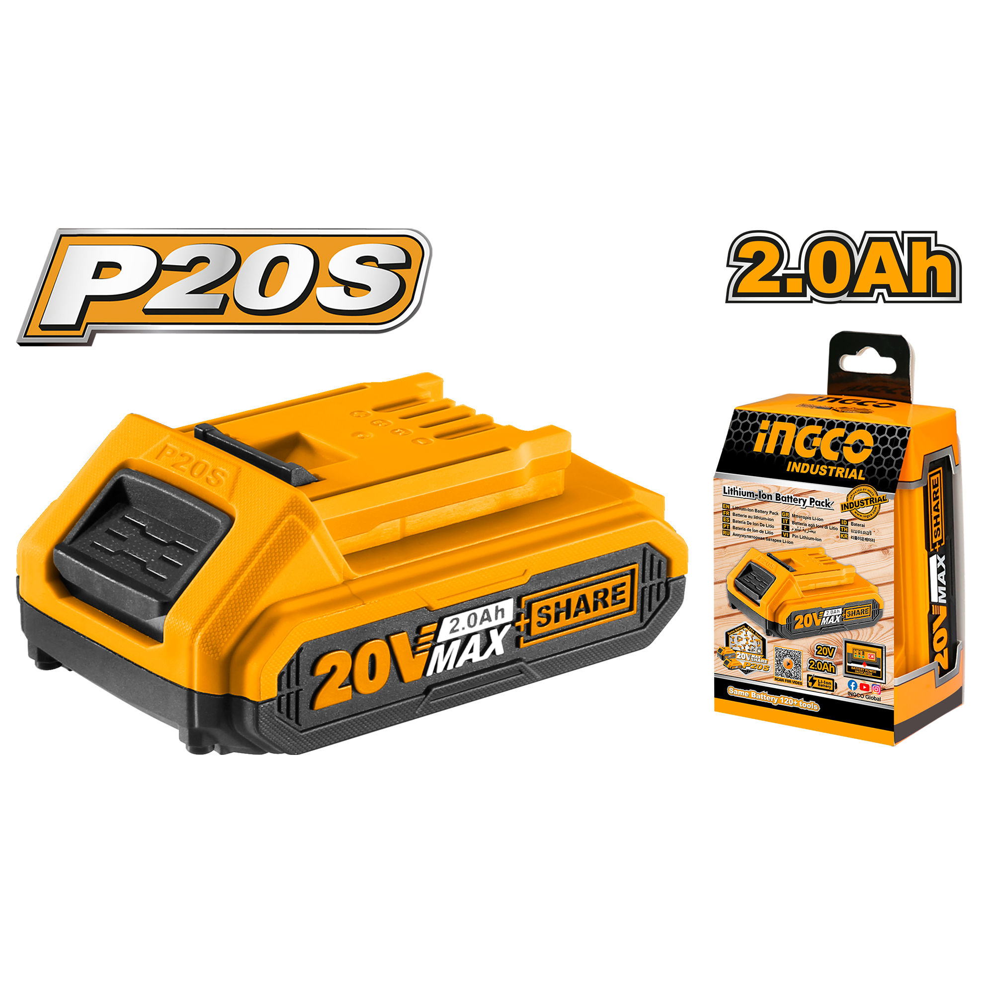 INGCO BATTERY  2.0AH  20V PS+ C/L