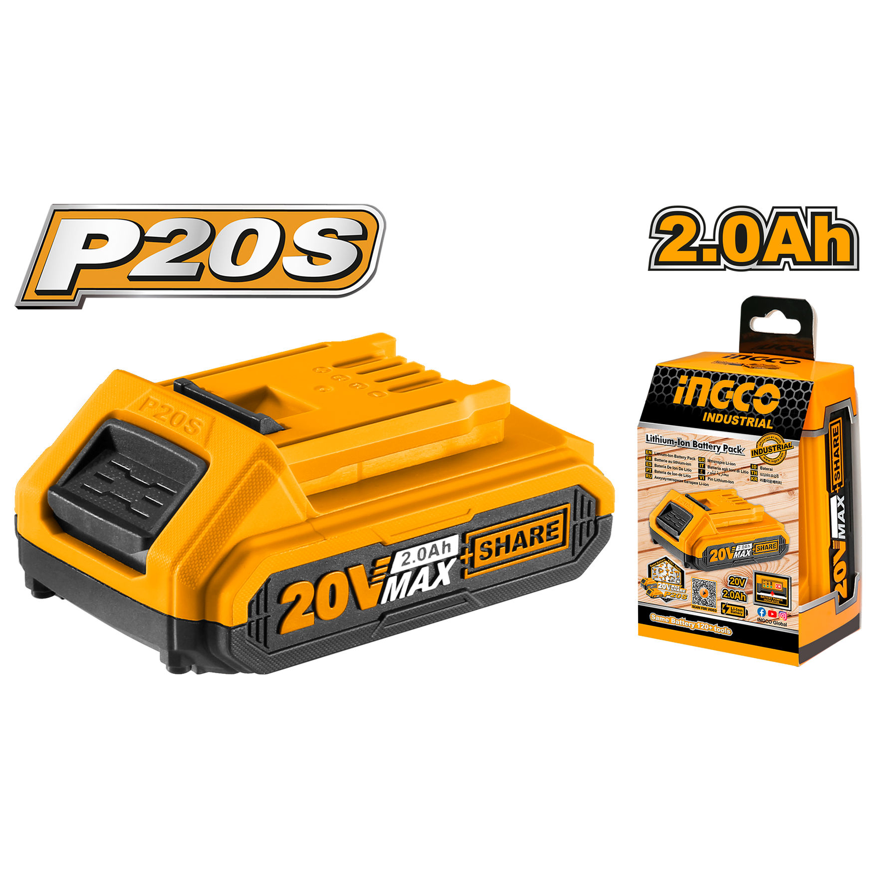 INGCO BATTERY  2.0AH  20V PS+ C/L