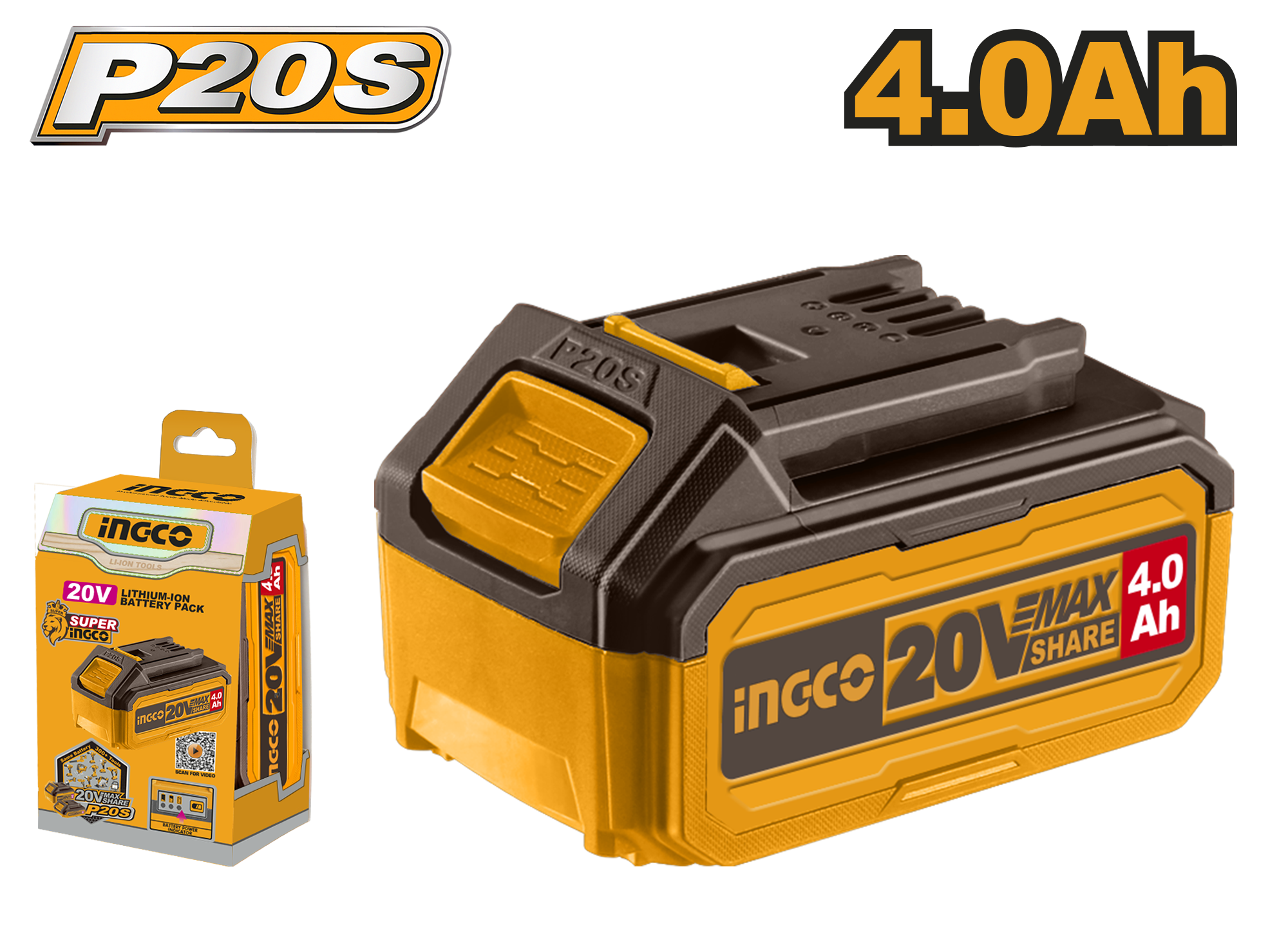 INGCO BATTERY  4.0AH  20V PS+ C/L