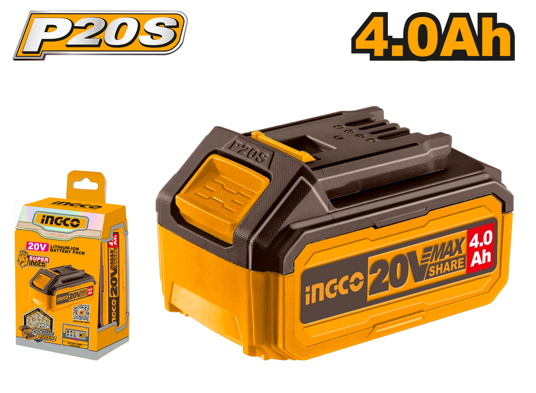 INGCO BATTERY  4.0AH  20V PS+ C/L