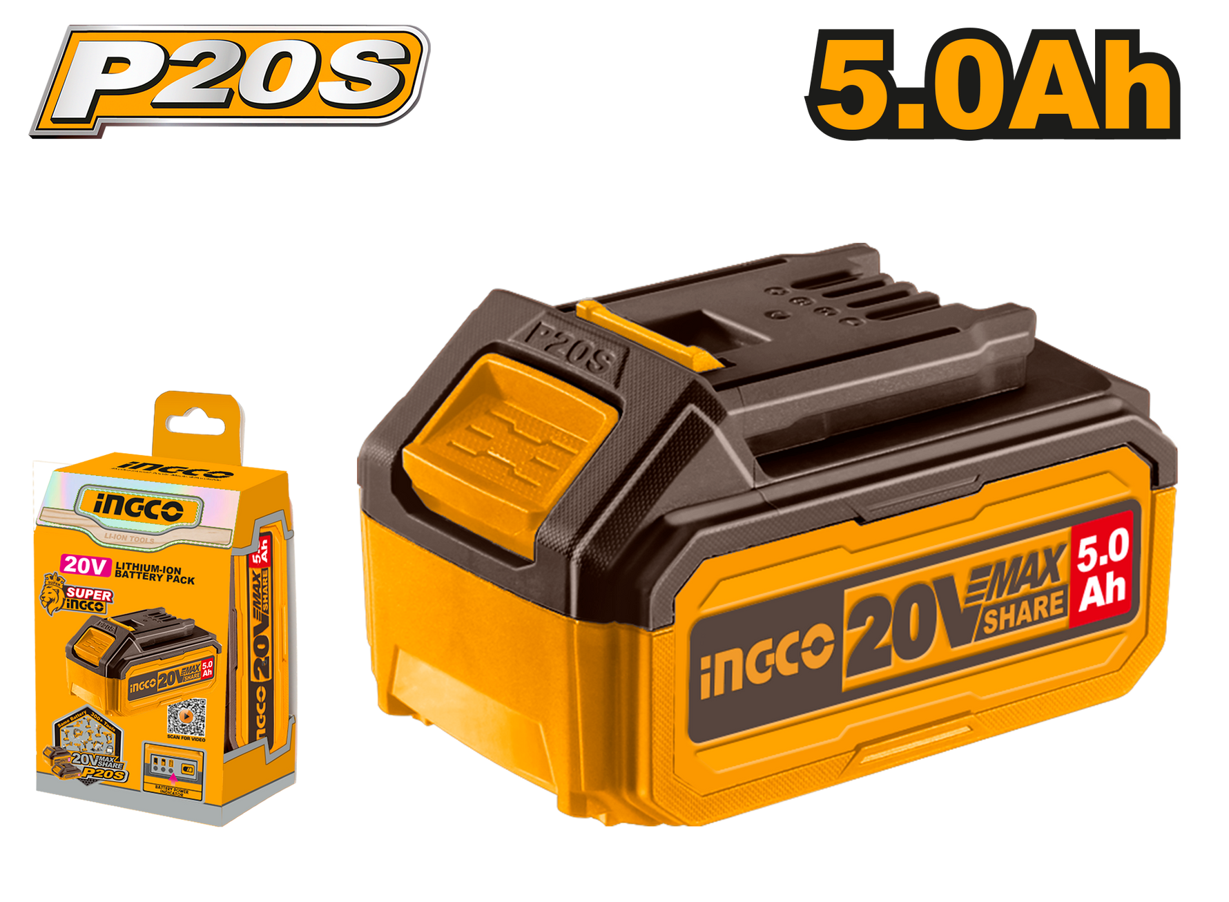 INGCO BATTERY  5.0AH  20V PS+ C/L