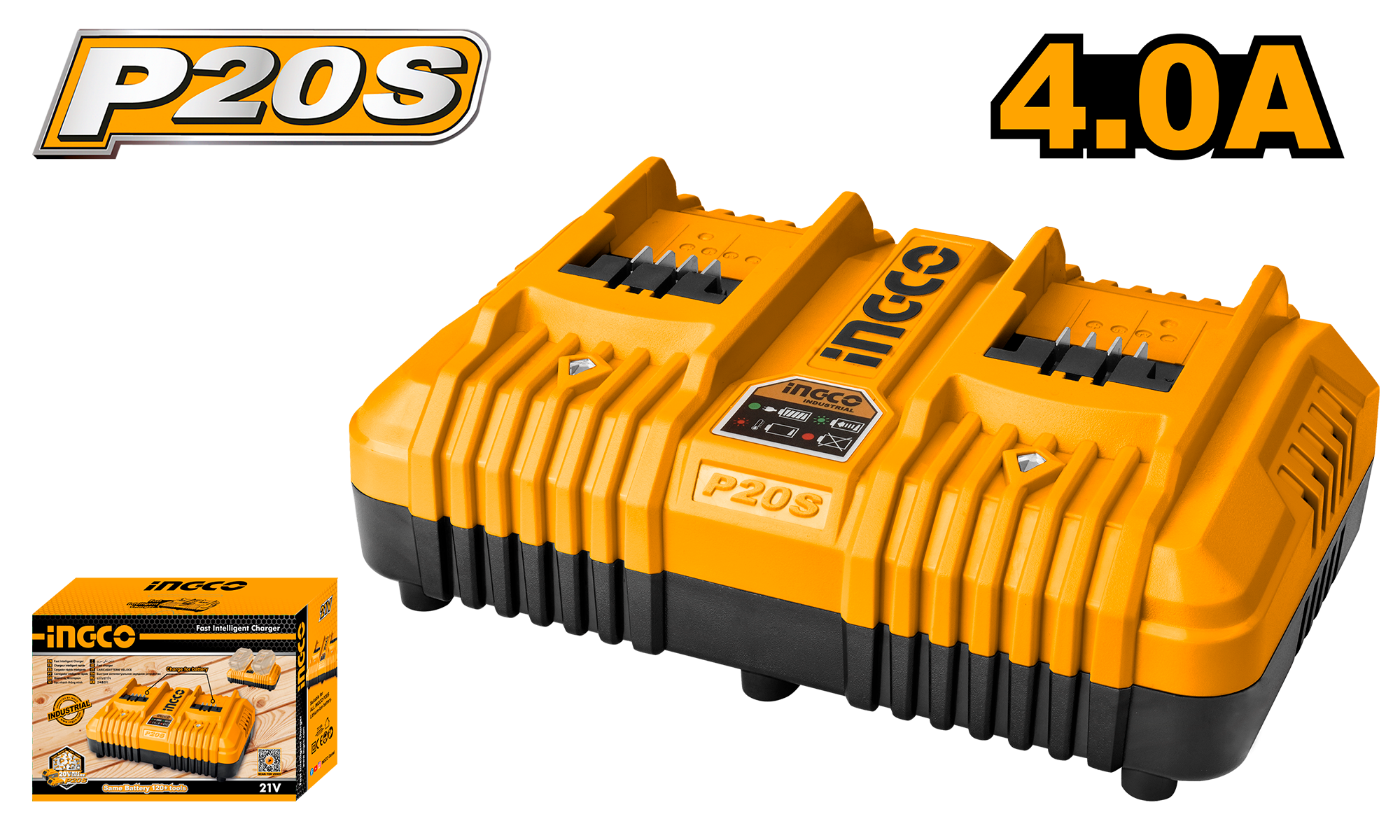 INGCO DUAL FAST CHARGER 4A 20V PS+