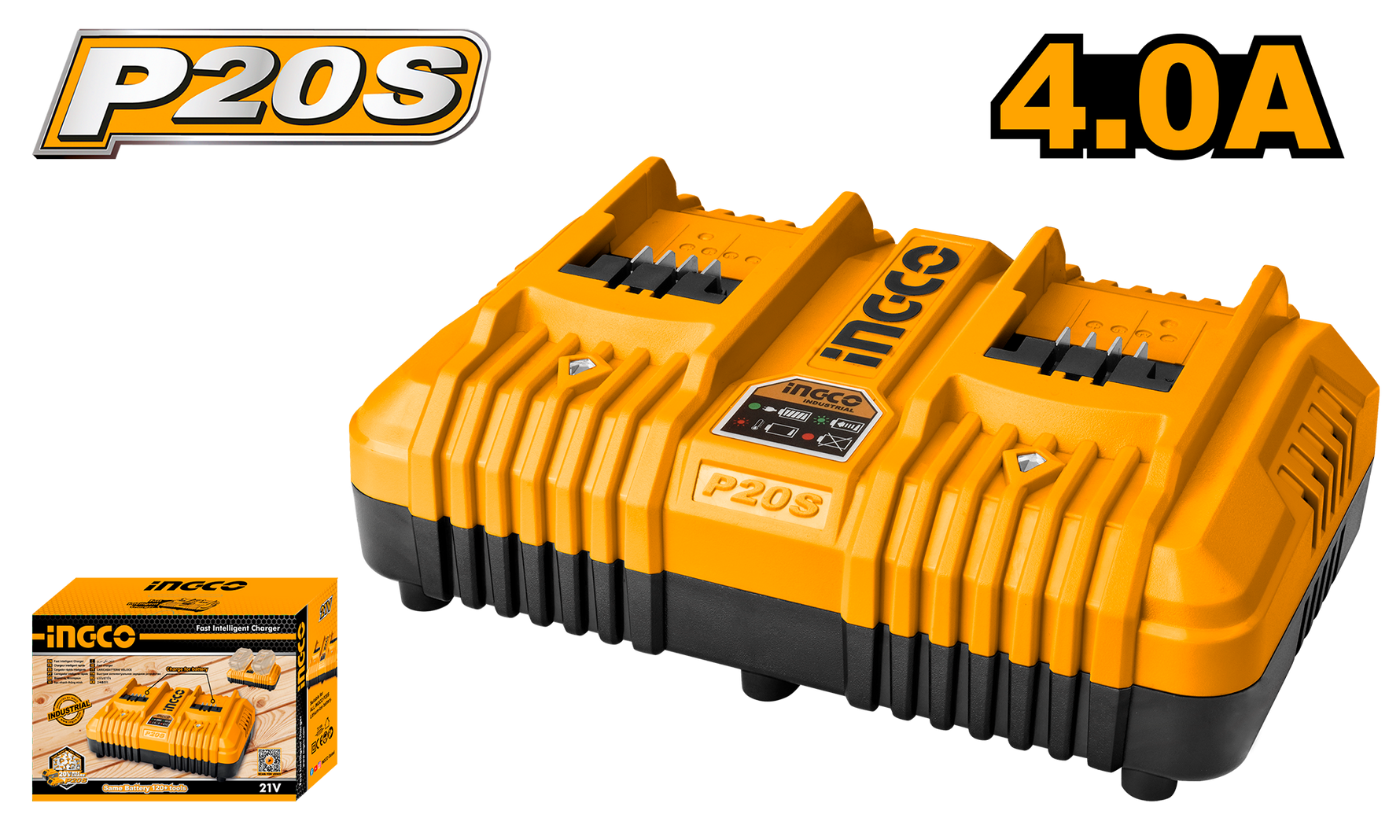 INGCO DUAL FAST CHARGER 4A 20V PS+