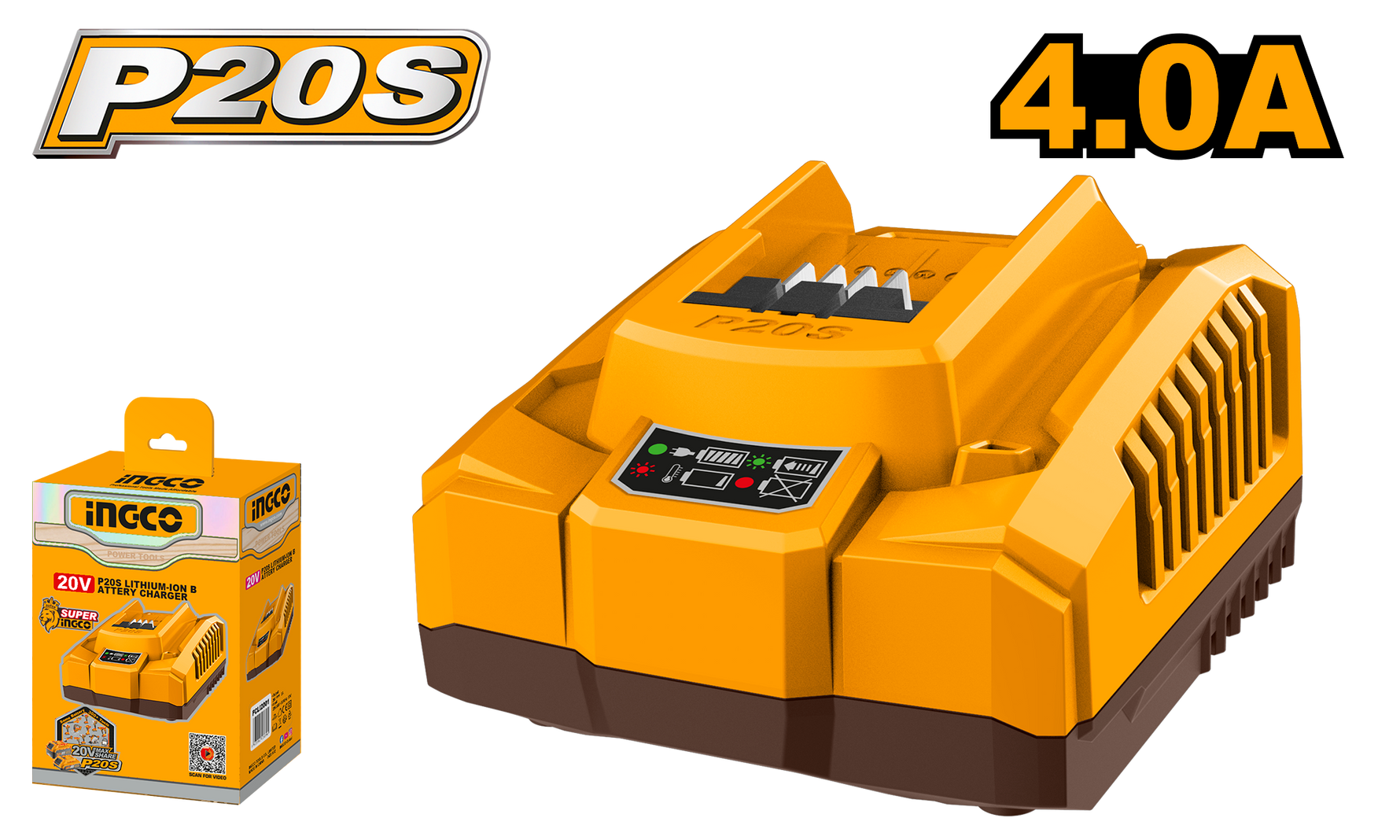 INGCO FAST CHARGER 4A  20V PS+ C/L