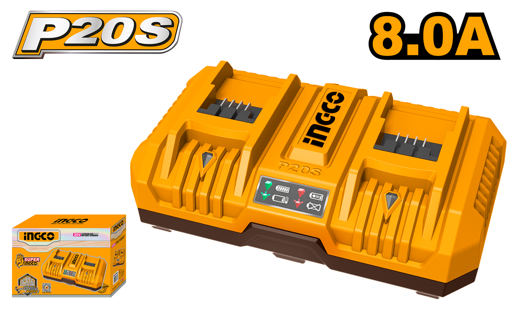 INGCO DUAL CHARGER 8A 20V PS+