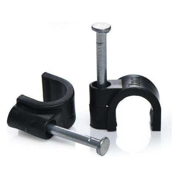 Round Cable Clips 6mm Black - 100 Pack