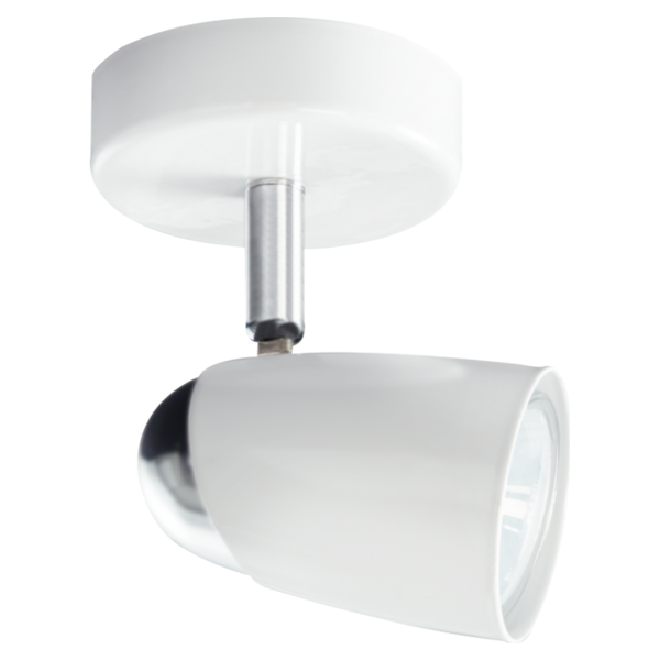 1 Light White Polished Chrome Spot Light
