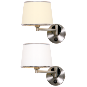 White Shade & Chrome Arm Wall Light